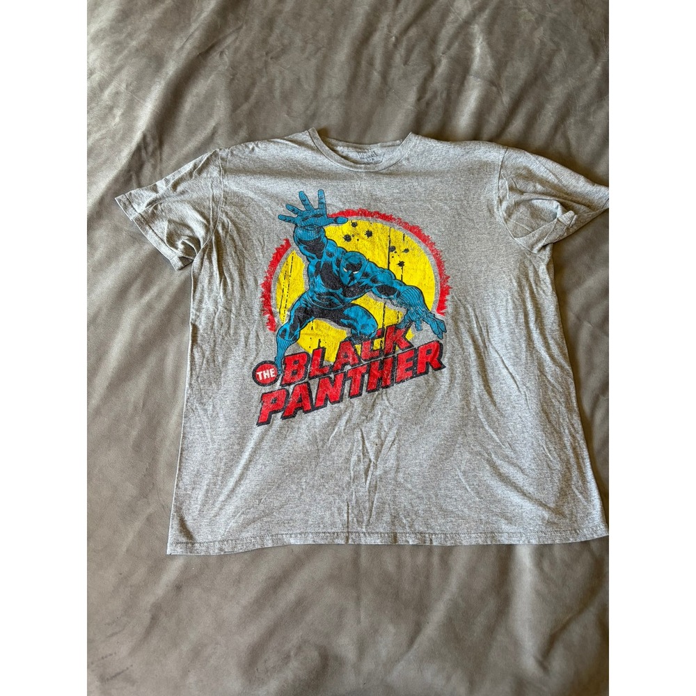 Marvel Black Panther Graphic T-Shirt Mens Large Gray Comic Book Hero Tee